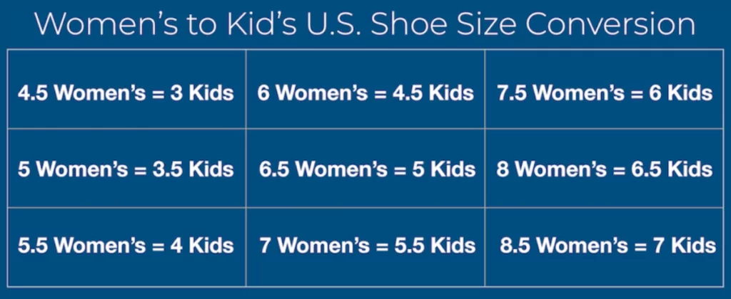 Womens to youth Shoe Size Conversion Chart Womens to youth Shoe Size Conversion Chart