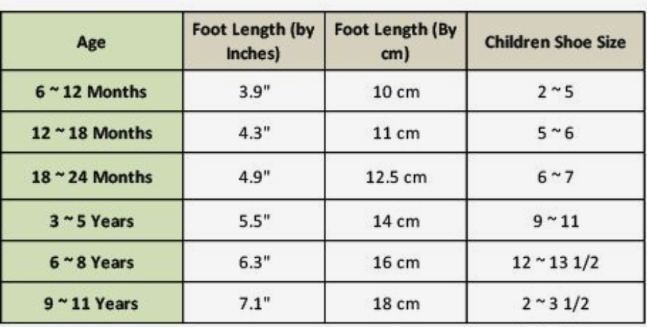 kids sock sizes - kids socks size chart