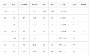 American Eagle Size Chart for Men, women and kids clothing