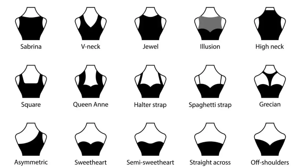 halter neck top size examples of Neck lines , like haltertop neck line, jewel, V-neck,..