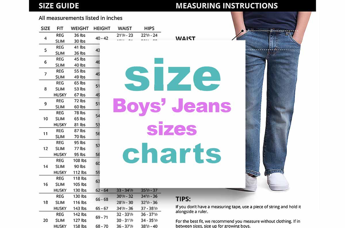 Boys US to EU Jeans Size Converter by age, height and width