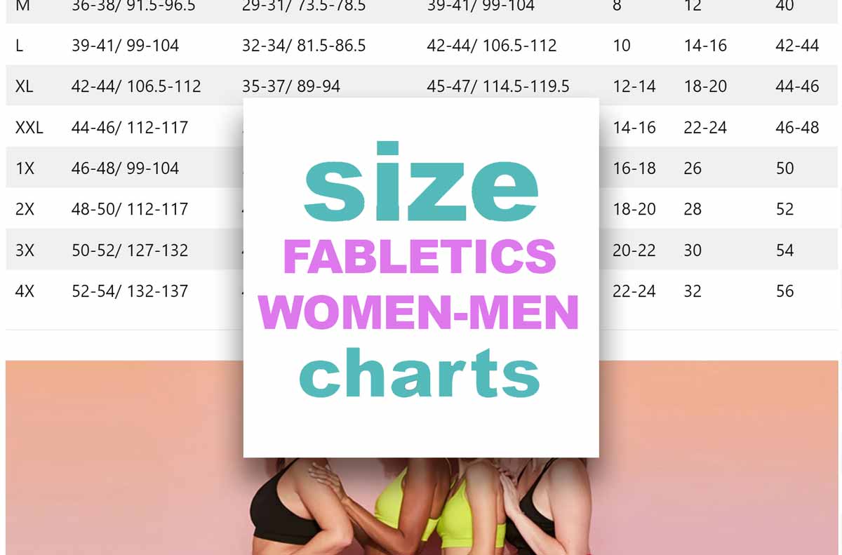 Fabletics Size Chart and Fitting Guide for Men and Women