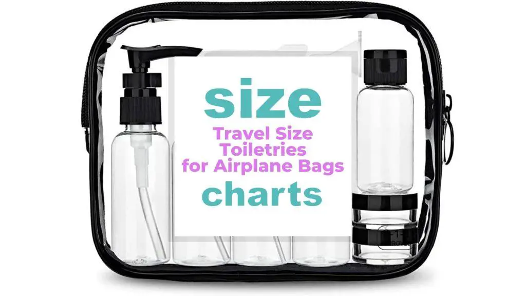 Travel Size Toiletries for Airplane Bags size-charts.com
