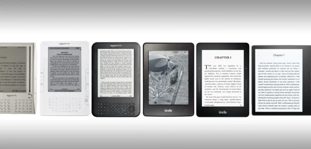 Amazon Kindles generations and dimensions 